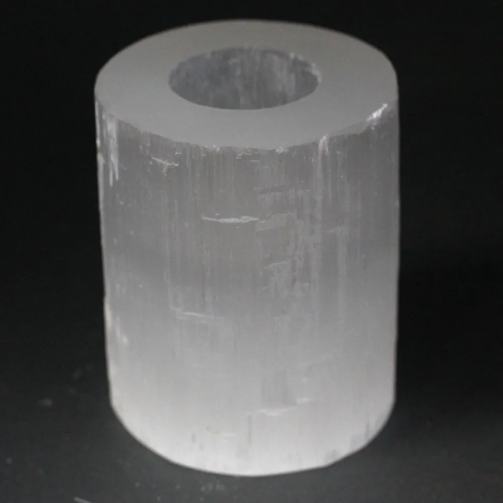 Селенит свещник, цилиндър 10 cm