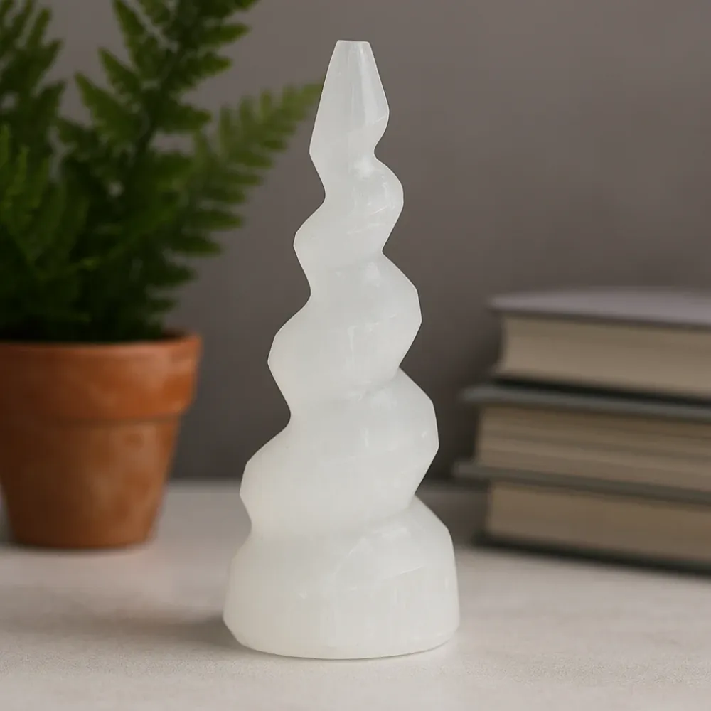 Селенитова кула спирален рог на еднорог 10 cm