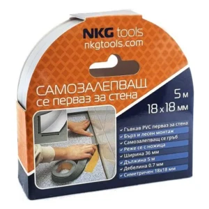 Перваз за стена 5 м 18/18 мм NKG tools самозалепващ Бял