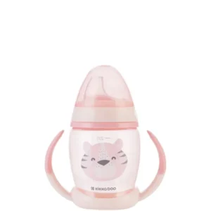 Чаша със силиконов накрайник 200мл Happy face Pink