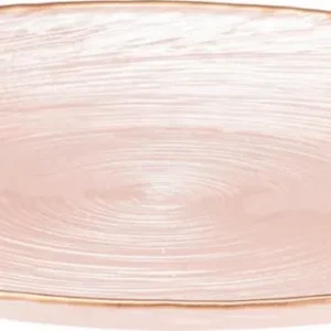 ПЛАТО СТЪКЛО 21CM РОЗОВО