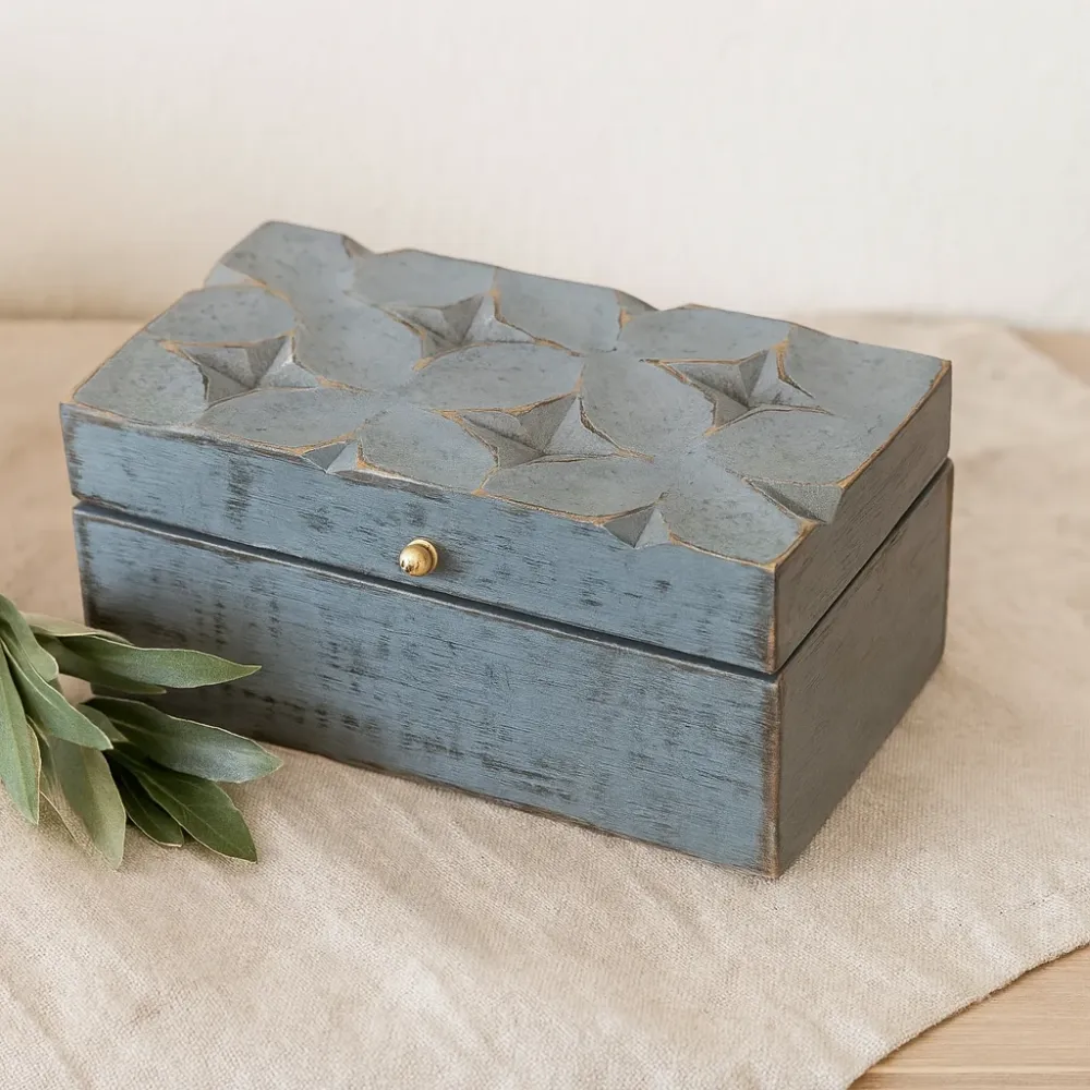 Кутия за съхранение Сив Звезда 22x12x10cm