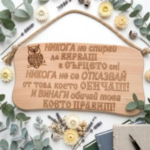 241044 Дървена табела. Никога не спирай да вярваш в сърцето си. Никога не.........