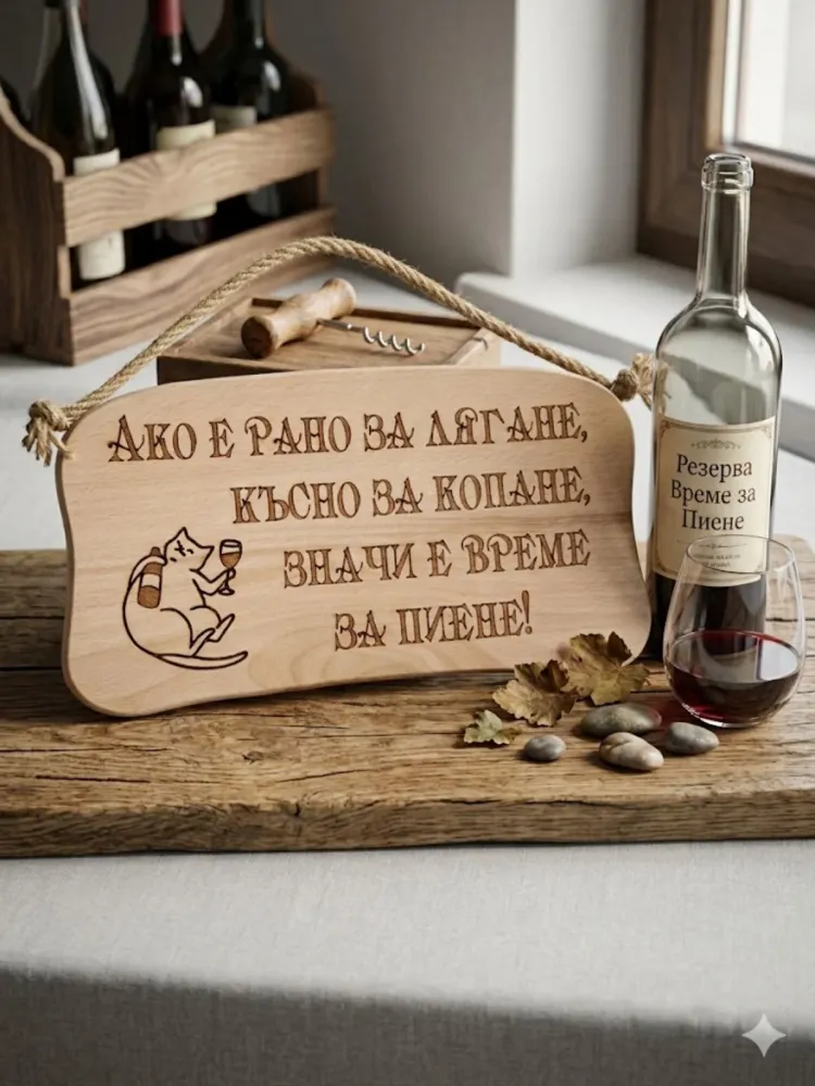 241044 Дървена табела. Ако е рано за лягане ,късно за копане.....