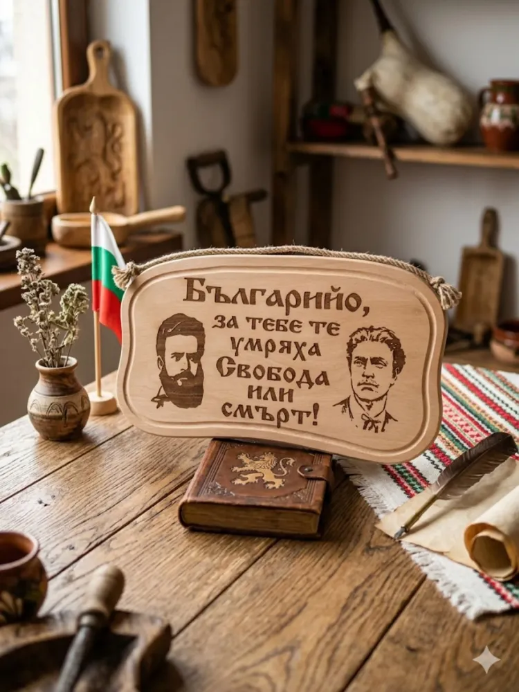 241046Дървена табела. Българийо за тебе те умряха.....