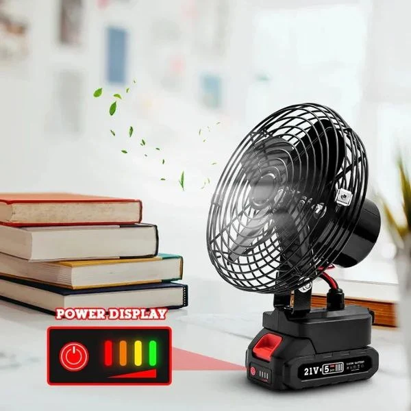 Преносим 8″ вентилатор 30 W с лека литиева батерия – мощно охлаждане навсякъде