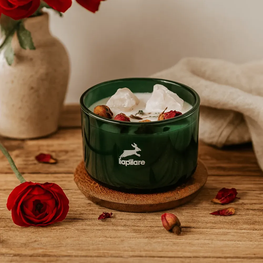 Кристална свещ Розов кварц Таро Влюбените