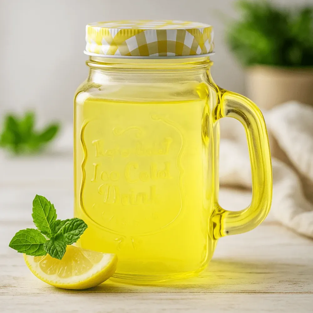 Стъклен буркан с капак 450ml жълт