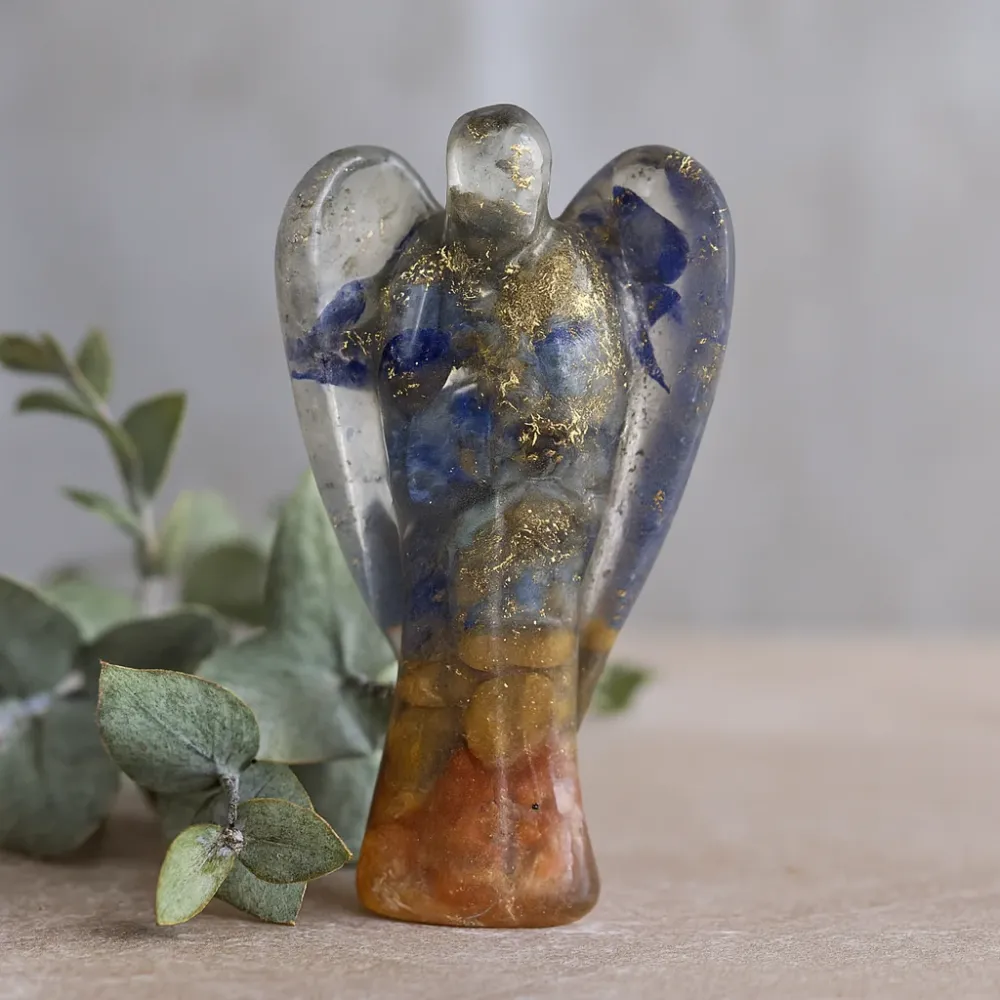 Оргонитова ангелска фигурка 50mm каменни чипове и мед