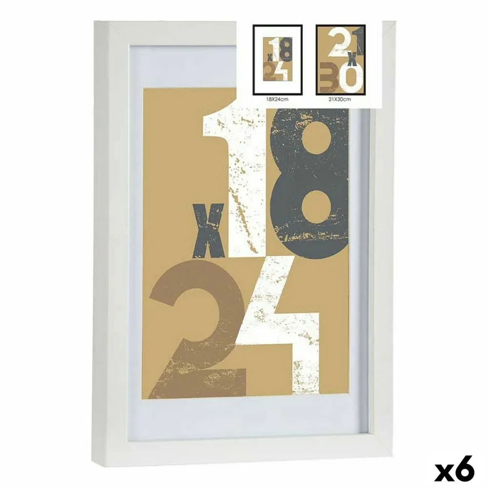 Рамка за снимки 668826-WHITE Бял Cтъкло Дървен MDF (6 броя)