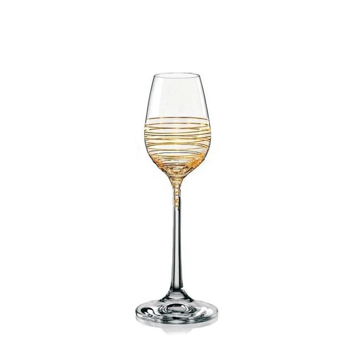 691015197177 : Чаши за ракия Viola Gold Spiral Bohemia Crystalex