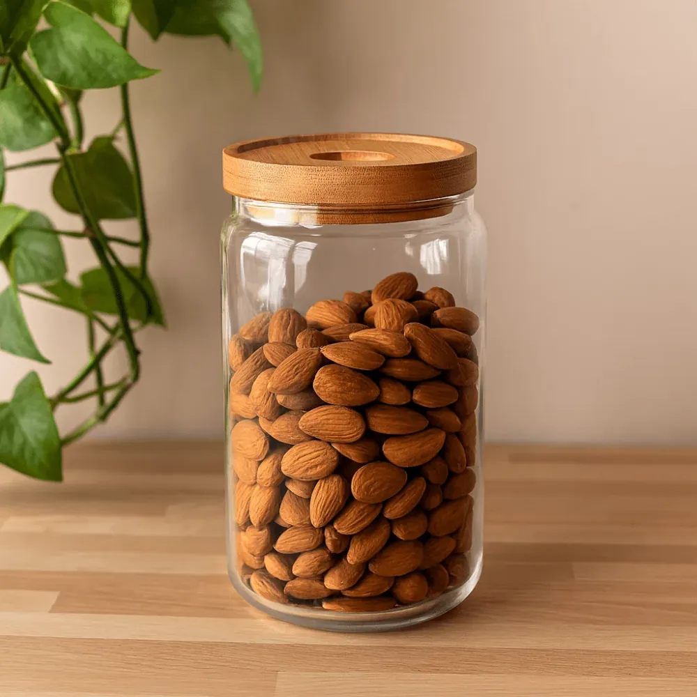 Стъклен буркан с бамбук 850ml 15cm