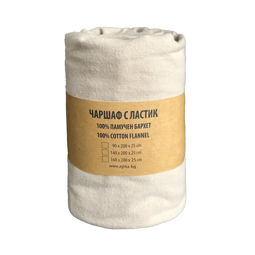 ЧАРШАФ С ЛАСТИК БАРХЕТ 90/200 ЕКРЮ