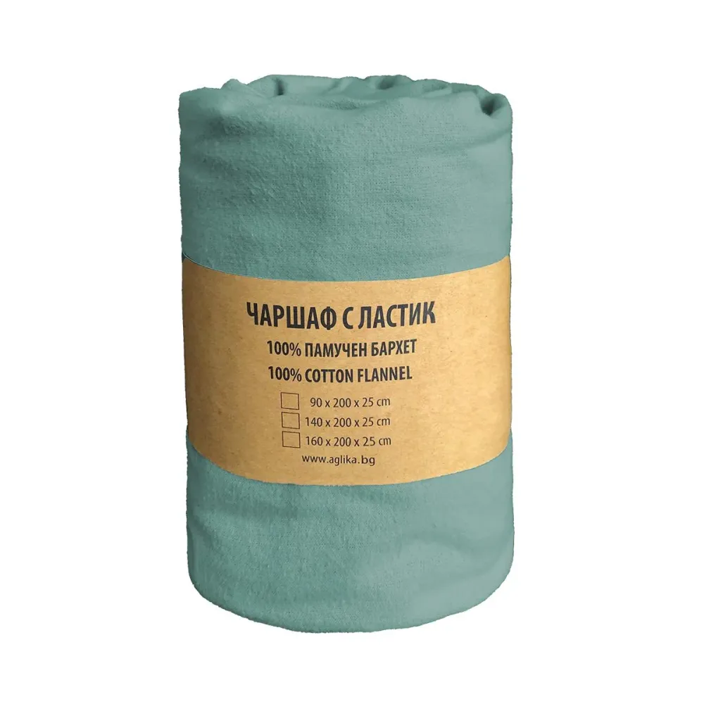 ЧАРШАФ С ЛАСТИК БАРХЕТ 90/200 ЗЕЛЕН