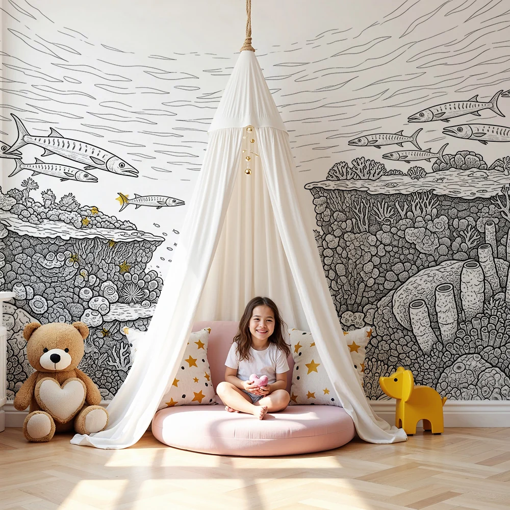 Тапети за детска стая | Подводно приключение с риби и корали