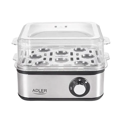 Яйцеварка за 8 яйца Adler AD 4486, 800W, Мерителна чашка, Автоматично изключване, Инокс