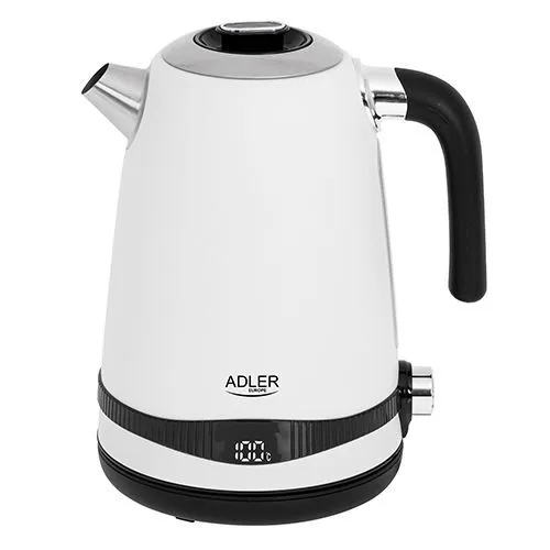Електрическа кана Adler AD-1295w, 1.7л, 2200W, LCD дисплей, Неръждаема стомана, Филтър за утайки, Регулиране на температур...
