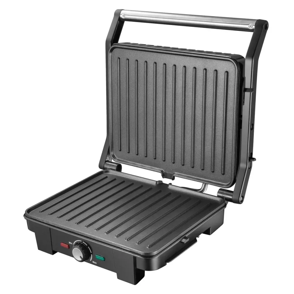 Грил преса Adler AD-3051, 2800W, Тефлоново покритие, Термостат, 180 градусово отваряне, ЧеренИнокс