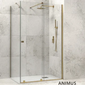 Кабина Animus Oro Walkin 1 - 70x150 - brushed gold - фиксиран страничен панел