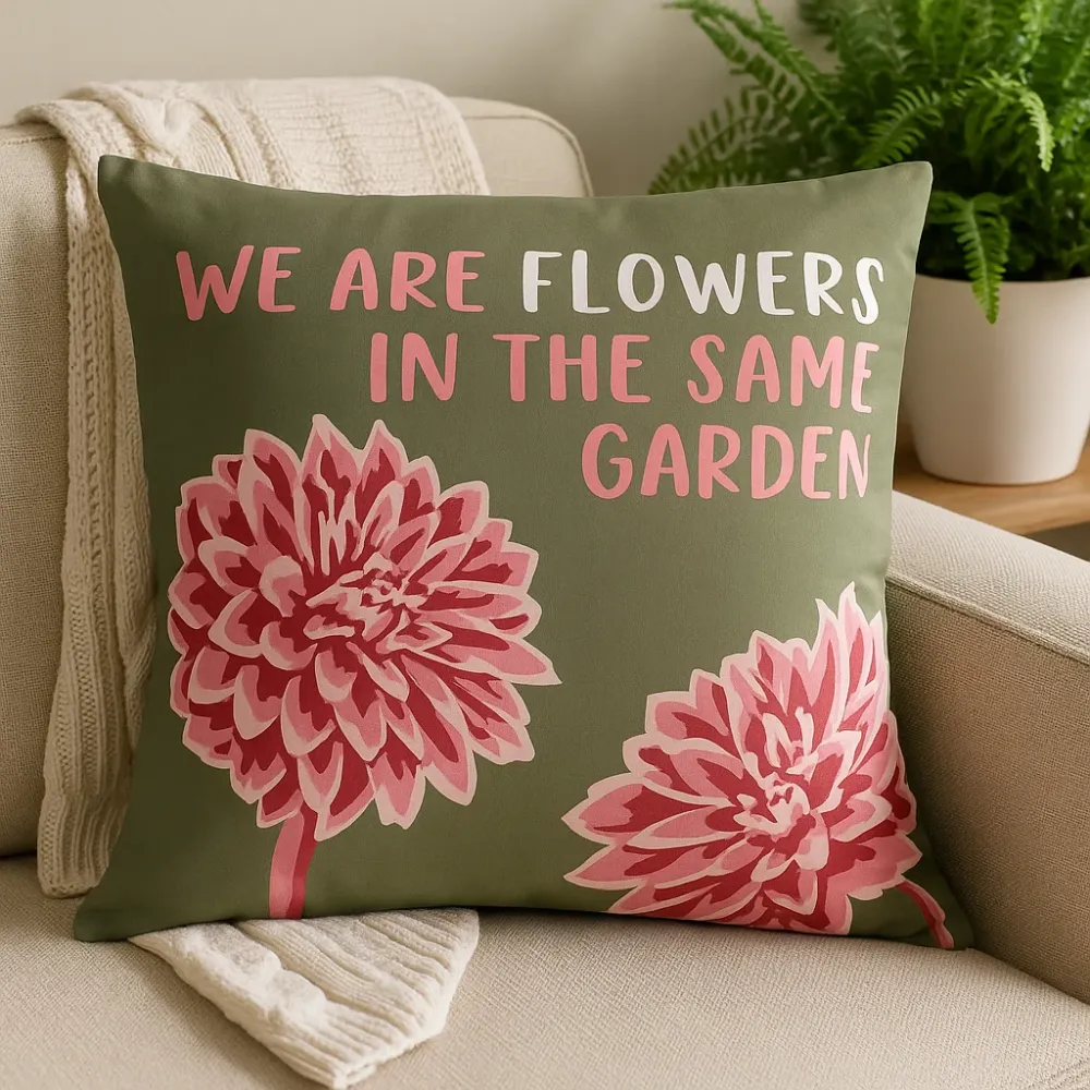 Памучна калъфка за възглавница We Are Flowers Olive