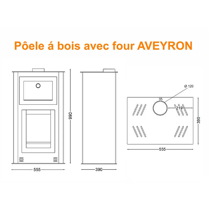 Дървена печка без вентилация с фурна AVEYRON PF037F