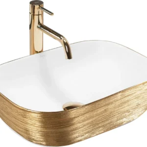 Умивалник за плот Belinda White Gold Brush 46,5х33 см.