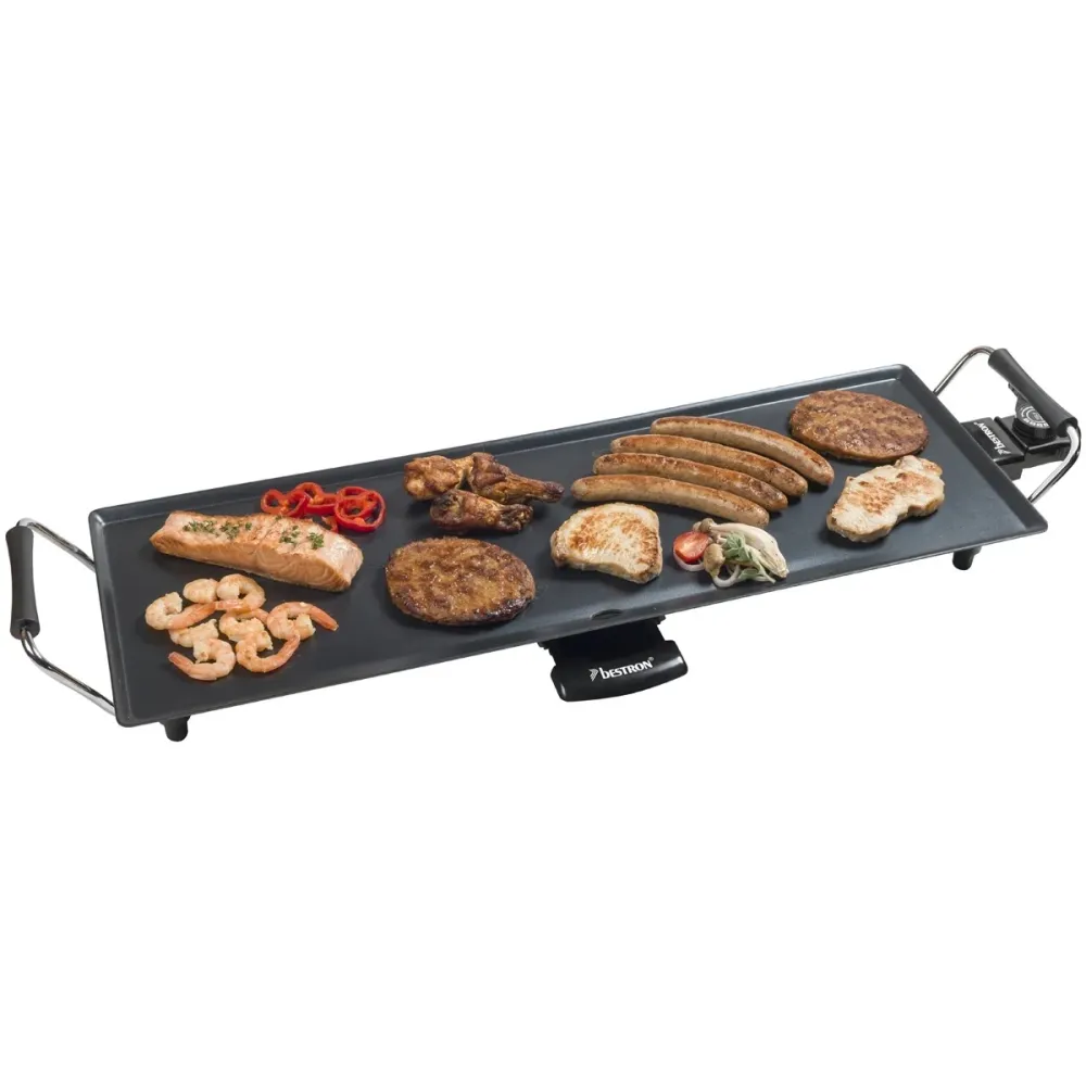 BESTRON ABP603 Електрическа скара/грил за печене Plancha XL 1800 W, черна