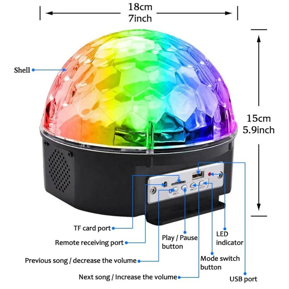 Музикална Диско Топка Прожектор с Bluetooth Magic Ball