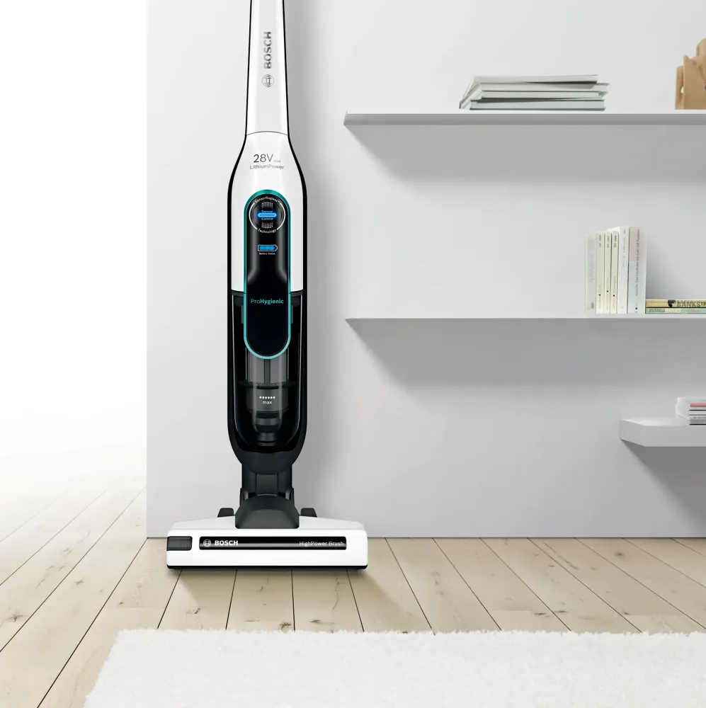 Безжична прахосмукачка Bosch BCH86HYG1 Athlet Series 6 ProHygienic 28 V с LED дисплей, бяла
