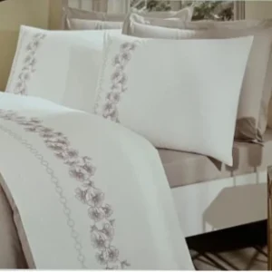Двоен спален комплект «Boutique Bej Petra» - 4 части, ранфорс, бродерия