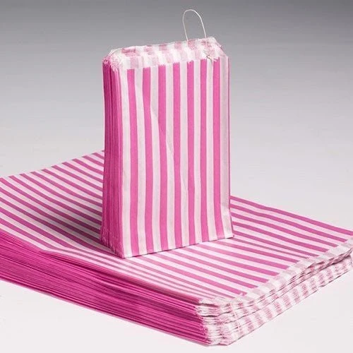 Хартиени торбички Candy Stripe 5x7 розови, пакет от 1000