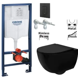 Kомплект Carlo Rimless Black Matt и GROHE Even Black