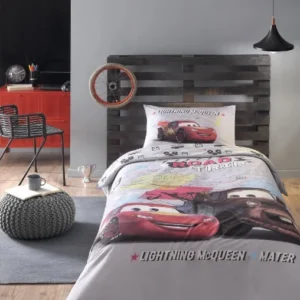 Детски спален комплект «Cars On Road» - 3 части, памук ранфорс