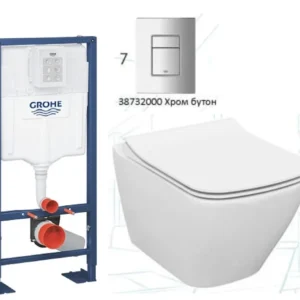 Kомплект Cersanit Eco Square Rimless и Grohe Skate Cosmopolitan