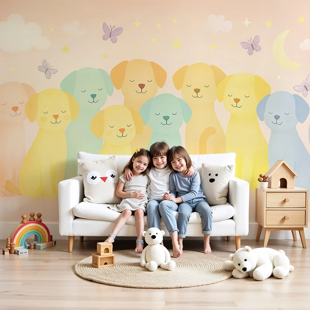 Chiots Enchantés Behang | Pastel Zachtheid en Dromerigheid