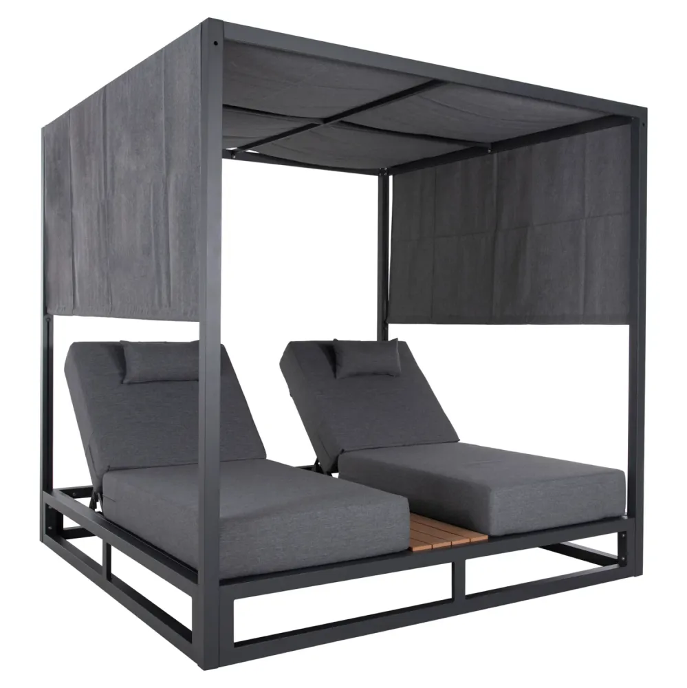ДВОЕН АЛУМИНИЕВ ПЛАЖЕН ШЕЗЛОГ СЪС СЕННИК CUBE GALLANT GREY 2x2x2m