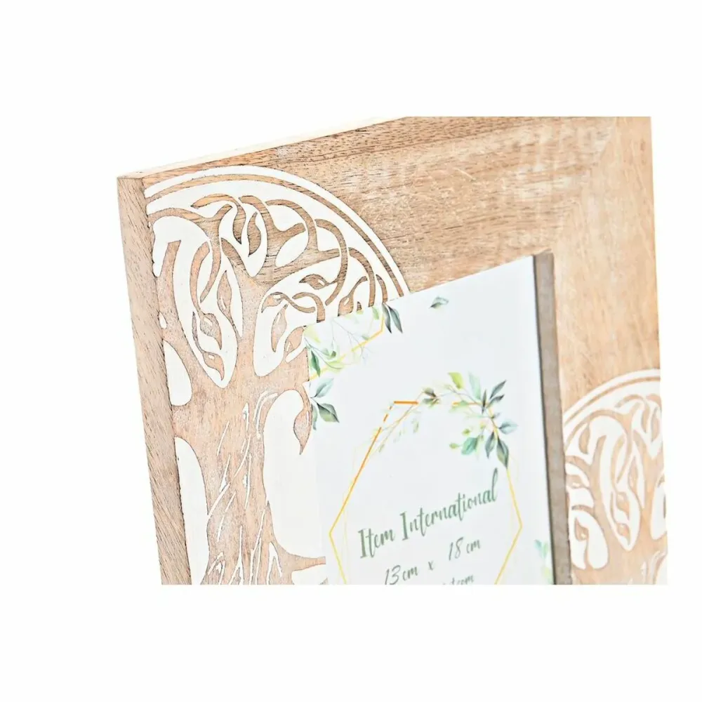 Рамка за снимки DKD Home Decor Бял Кафяв Дървен Кристал Дърво манго Дърво Индианец 23 x 2 x 28 cm