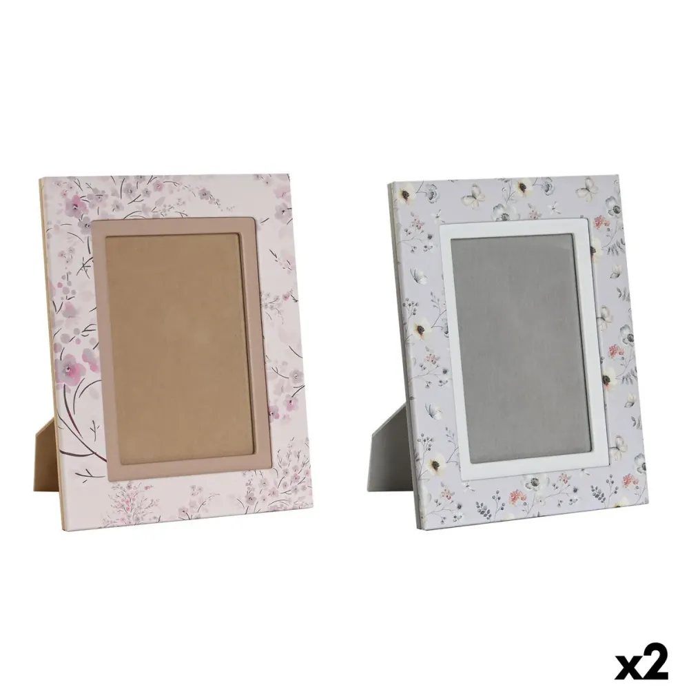 Рамка за снимки DKD Home Decor Син Бял Сив камила Светло розово PVC Алуминий (2 броя)