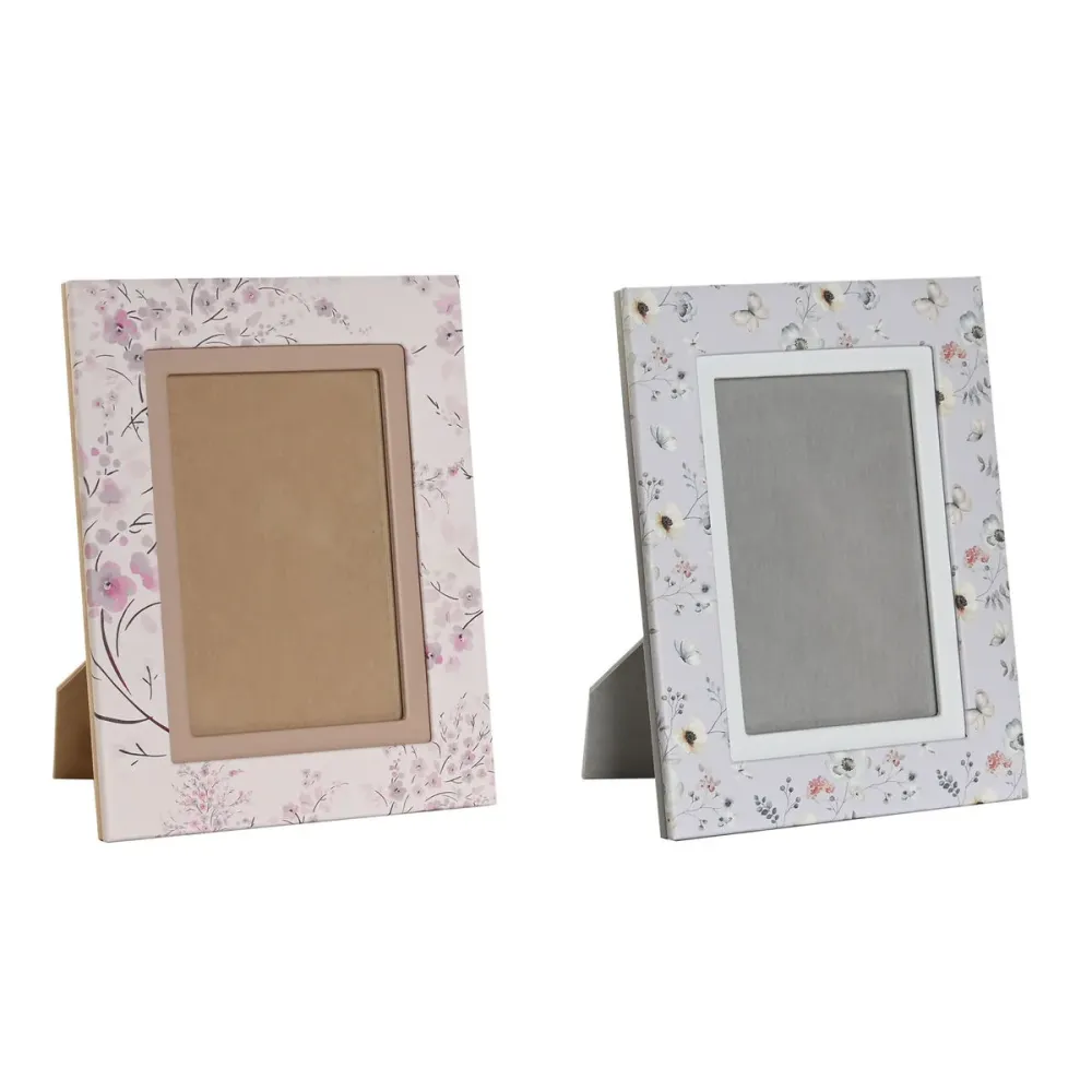 Рамка за снимки DKD Home Decor Син Бял Сив камила Светло розово PVC Алуминий (2 броя)