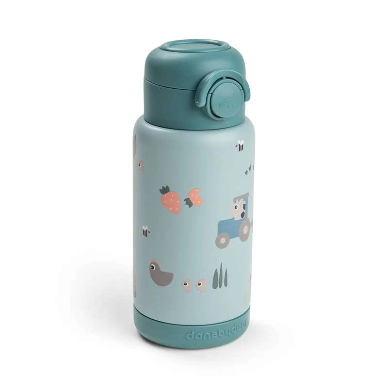 Done Deer Термос бутилка с сламка - Tiny Trails - 340 ml - Син