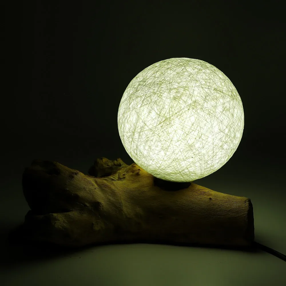 Лампа DriftGlow с памучен абажур Luna в цвят слонова кост