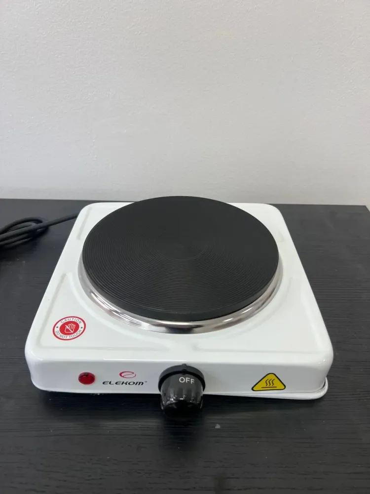 Електрически котлон EK-1707W, Единична чугунена плоча, 1500W, бял