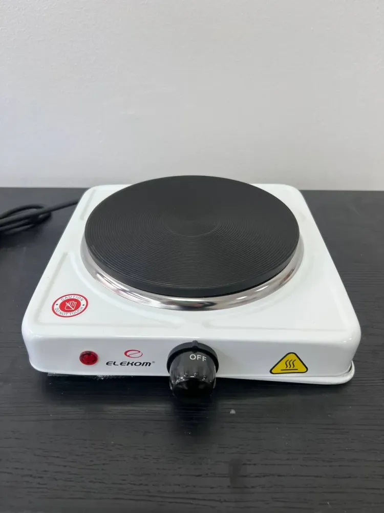 Електрически котлон EK-1707W, Единична чугунена плоча, 1500W, бял