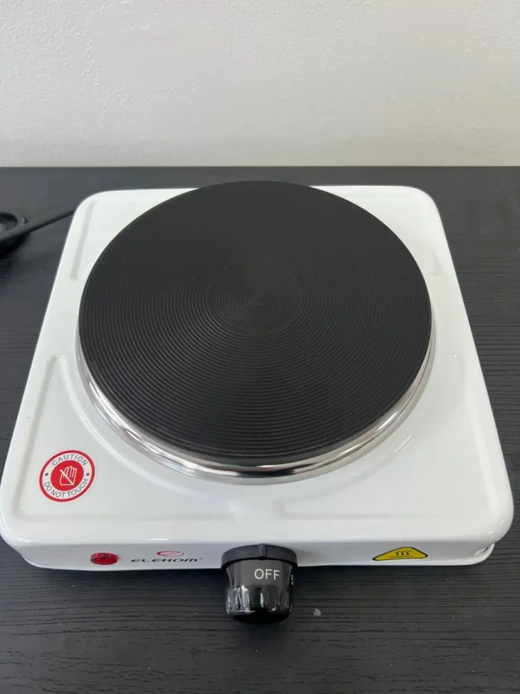 Електрически котлон EK-1707W, Единична чугунена плоча, 1500W, бял