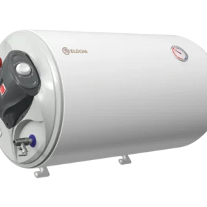 Бойлер Eldom 80, 3KW, Хоризонтален, Емайлиран, Голям диаметър, ЕЛ. Част и тръби от ляво