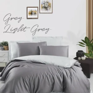 Двоен спален комплект «Grey/Light Grey» с два плика, 5 части, памучен сатен