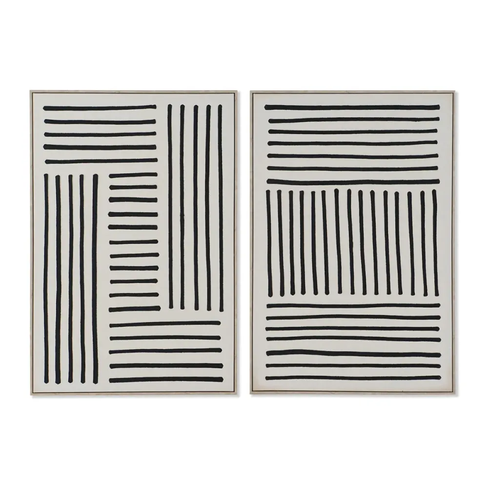 Картина Home ESPRIT Бял Черен Град 83 x 4,5 x 123 cm (2 броя)