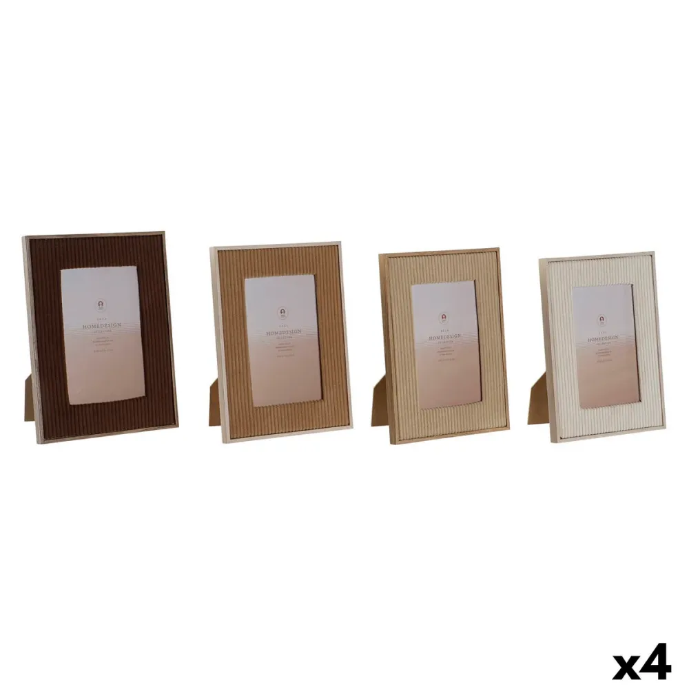 Рамка за снимки Home ESPRIT Кафяв Бежов Кадифе Кристал Модерен (4 броя)