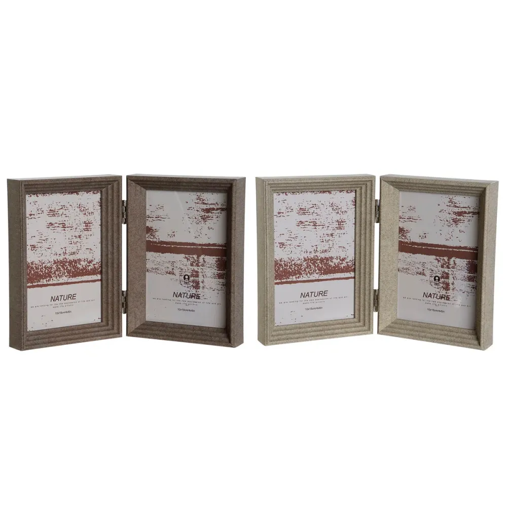 Рамка за снимки Home ESPRIT Кафяв Бежов Кристал полистирен Град 25 x 3 x 18 cm (2 броя)