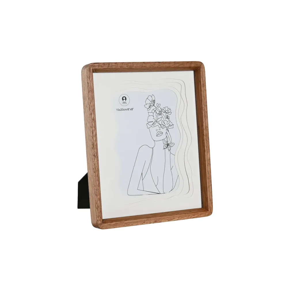 Рамка за снимки Home ESPRIT Бял Кафяв Кристал кациево дърво Скандинавски 22 x 2,8 x 27 cm